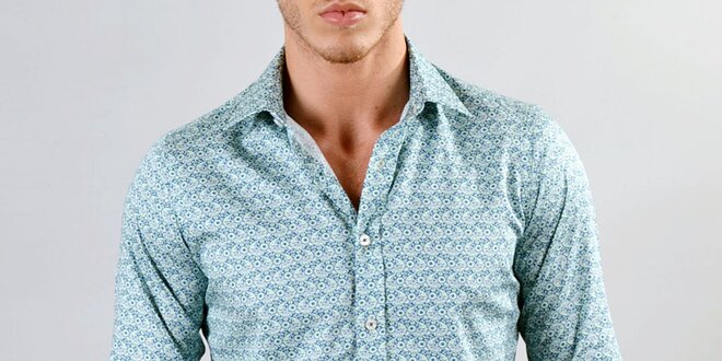 Pánská tyrkysová vzorovaná košile Marcel Massimo