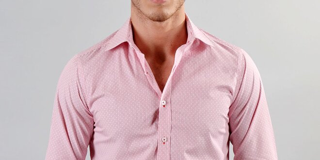 Pánská růžovo-bílá košile s jemným vzorkem Marcel Massimo