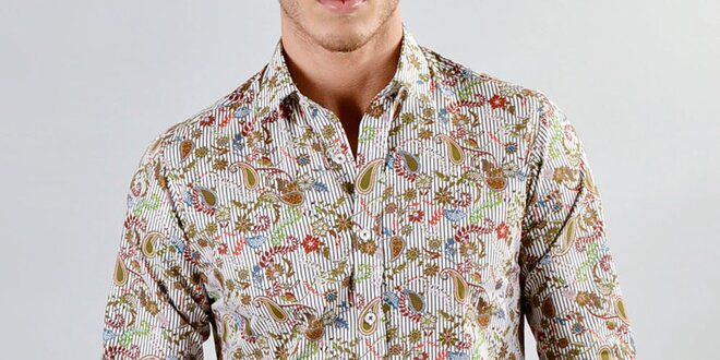 Pánská pruhovaná košile s květinovým vzorem Marcel Massimo
