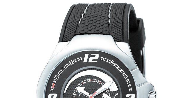 Pánské černo-stříbrné analogové hodinky Puma