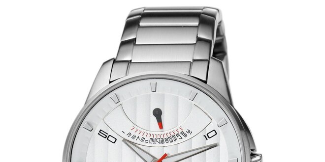 Pánské stříbrné hodinky s červenými detaily Puma