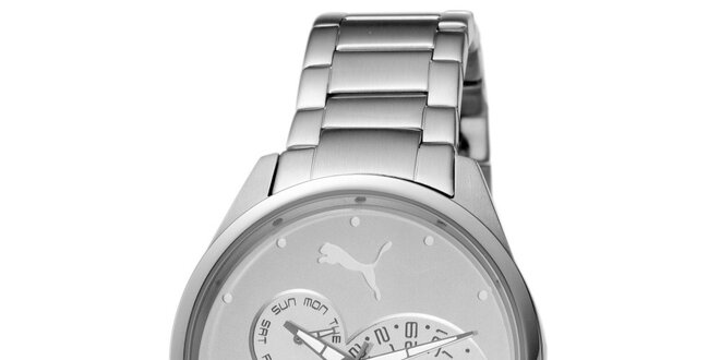 Dámské stříbrné ocelové analogové hodinky Puma