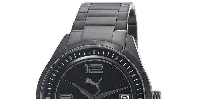 Pánské černé ocelové hodinky Puma