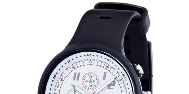 Pánské černé hodinky s bílým ciferníkem a chronografem Puma