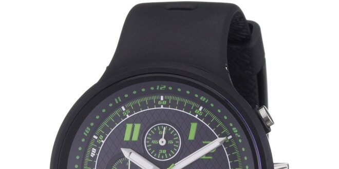 Pánské černé hodinky s chronografem a zelenými detaily Puma