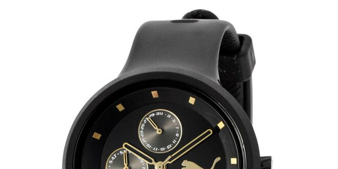 Dámské černé plastové analogové hodinky Puma