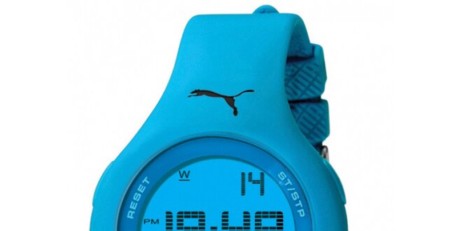 Dámské modré digtitání hodinky s gumovým řemínkem Puma