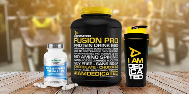 Syrovátkový protein, tablety pro růst svalů a dárek