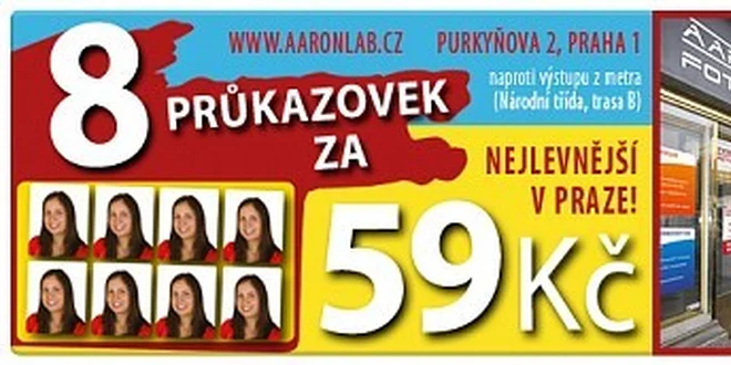 59 Kč za 8 průkazových fotografií na počkání v ceně 119 Kč