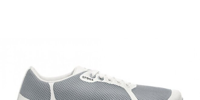 Pánské šedo-bílé perforované tenisky Crocs