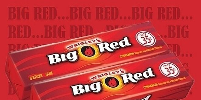 210 Kč za 10 balíčků - 50 plátků žvýkaček Big Red včetně poštovného po ČR