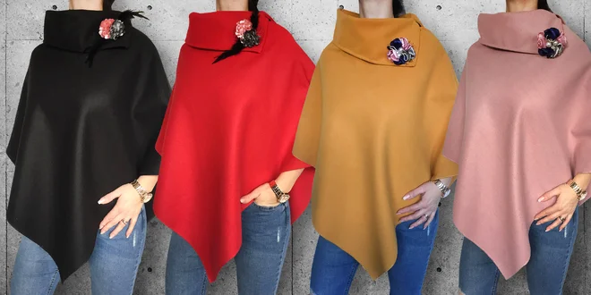 Elegantní dámské pončo: vínové, modré i šedé
