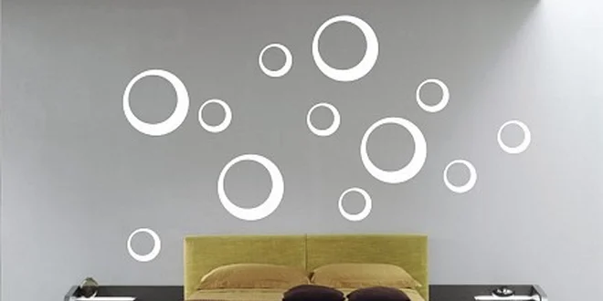 190 Kč za samolepky na zeď - kruhy obsahující 12 kusů v hodnotě 390 Kč