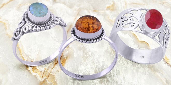 Stříbrné prsteny s přírodními kameny