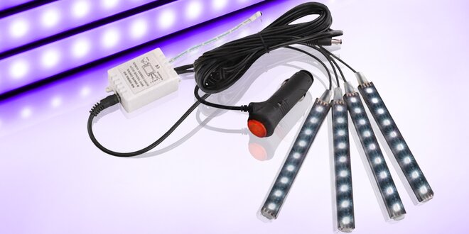 4 barevné LED lišty se zapojením do zapalovače