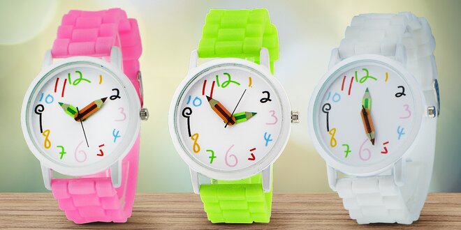 Dětské hodinky s motivem pastelek: 6 barev