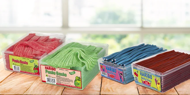 Pamlsky Haribo: pendreky a želé pásky po 150 ks