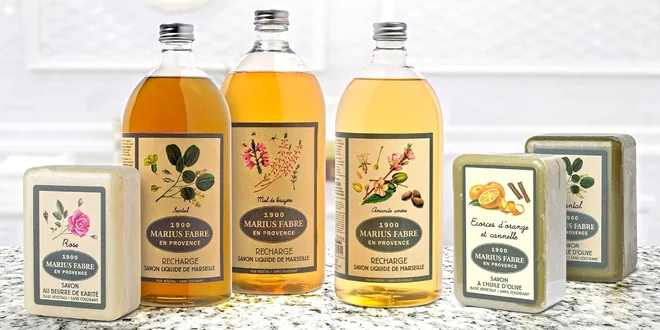 Tuhá i tekutá přírodní mýdla z Provence