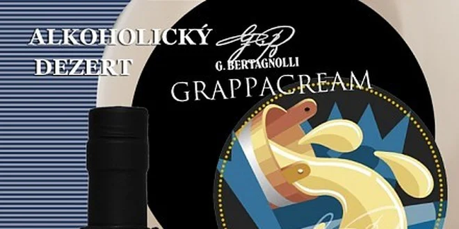 478 Kč za smetanovou grappu G. Bertagnolli v dárkové kazetě s 2 skleničkami