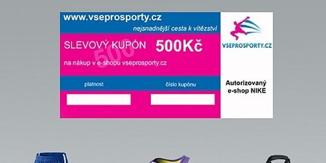 299 Kč za kupon na nákup zboží Nike na vseprosporty.cz v hodnotě 500 Kč