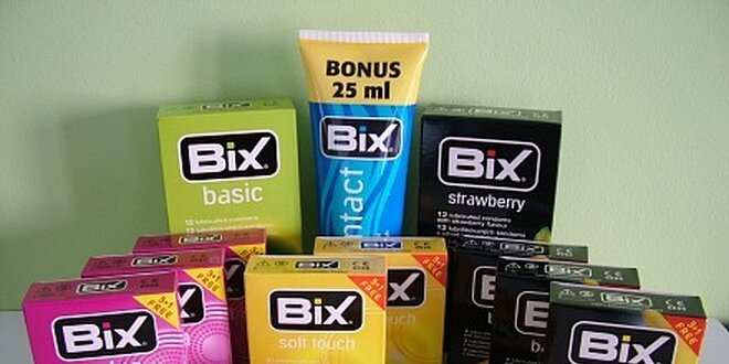 299 Kč za balíček 64 kondomů BiX a 1 lubrikačního gelu v hodnotě 599 Kč