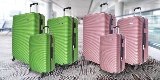 Sada tří lehkých cestovních kufrů v 9 barvách