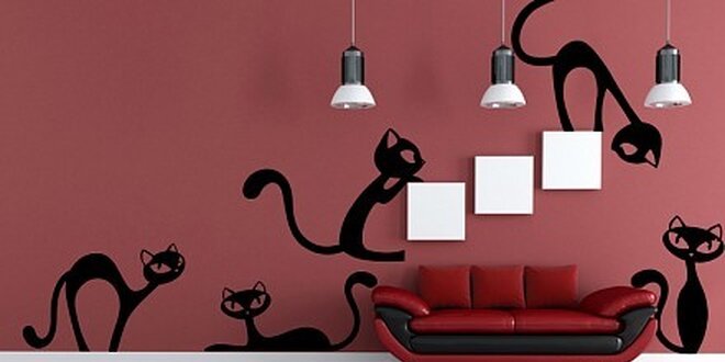 Krásné samolepky na zeď - Roztomilé kočky v původní ceně 560 Kč