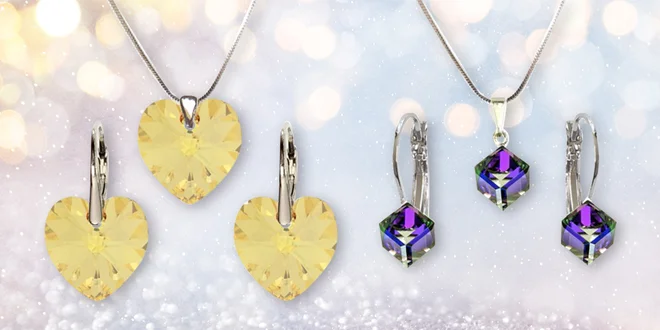 Elegantní šperky Swarovski: tvar kostky či srdíčka