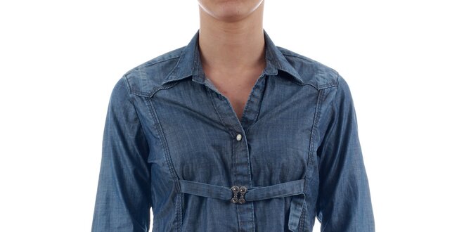 Dámská modrá džínová košile Freesoul s ozdobným páskem