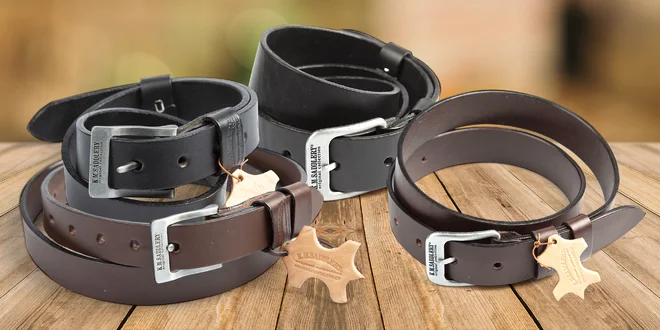 Hnědé a černé unisex opasky z pravé kůže