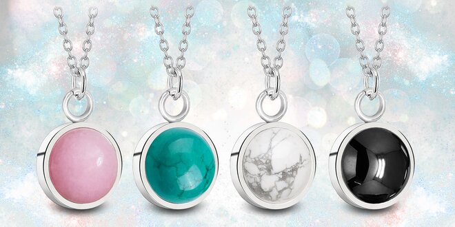 Ocelové náhrdelníky Gemstone s přírodními kameny