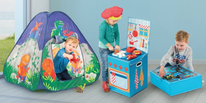 Zábavné boxy na hračky nebo stany na hraní