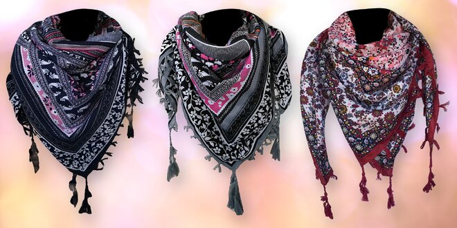Lehký šátek se střapci: 7 barevných kombinací