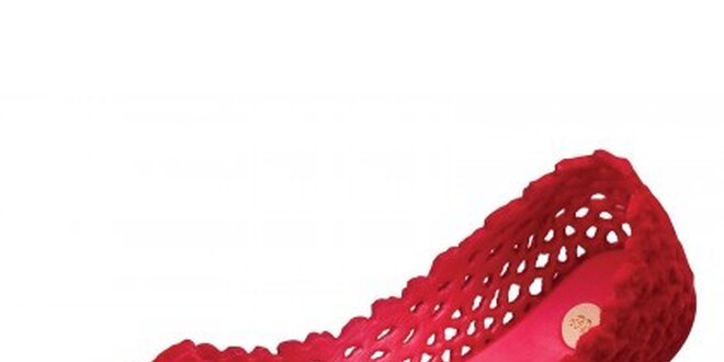 Dámské červené perforované baleríny Mel s matnou semišovou úpravou