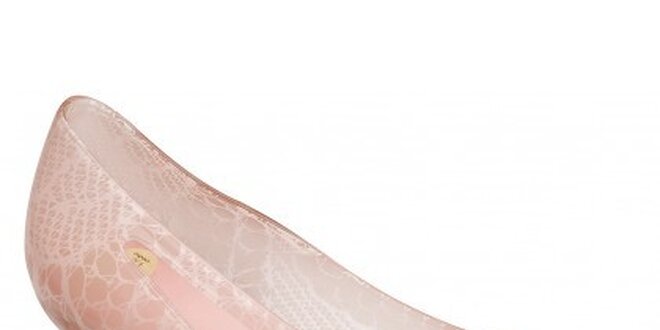 Dámské transparentní baleríny Mel s růžovou krajkou