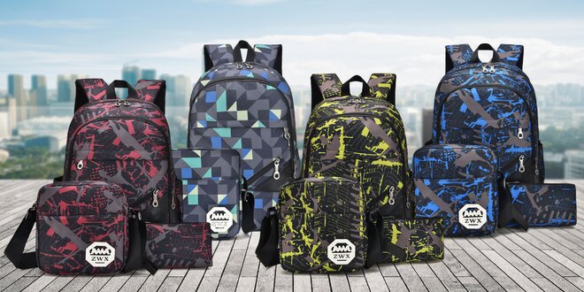 Designový set batohu, tašky a pouzdra: 4 barvy