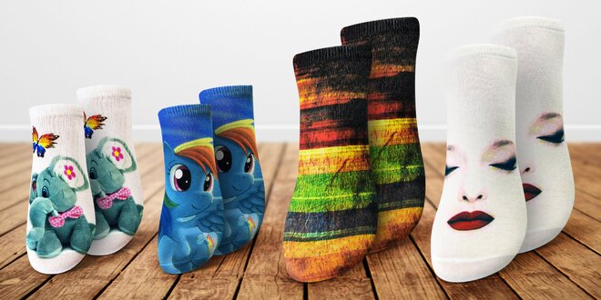 Dámské a dětské ponožky s barevným 3D potiskem