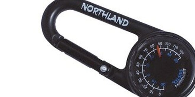 132 Kč za 2 přívěsky Northland - karabinky s teploměrem a kompasem