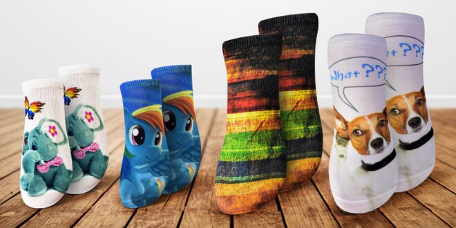 Dámské a dětské ponožky s barevným 3D potiskem