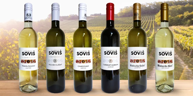 Set šesti vín z vinařství Soviš u Bílých Karpat