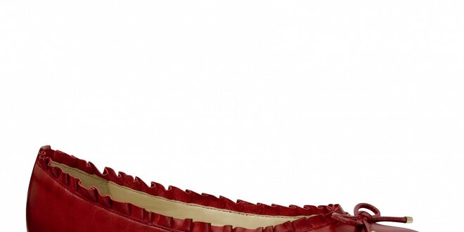 Dámské sytě červené baleríny Via Uno s kanýrkem