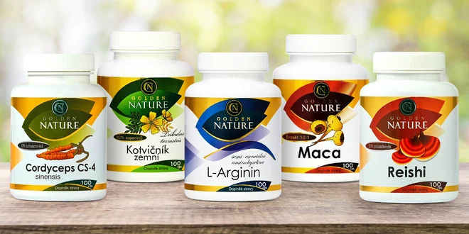 Prémiové doplňky stravy: kotvičník, maca i reishi