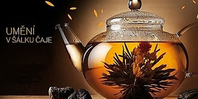Dárková sada 10 kvetoucích čajů s konvičkou z varného skla