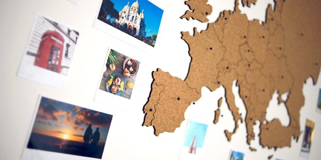 Samolepicí korkové mapy na zeď: Česko i Evropa