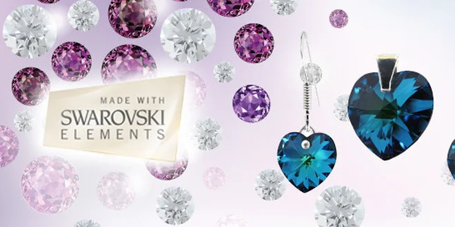 Set v tvare srdiečka z komponentov SWAROVSKI