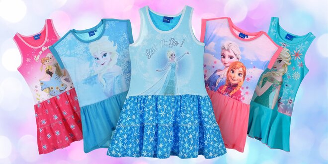 Dívčí šaty s motivy Disney Frozen ve 3 barvách