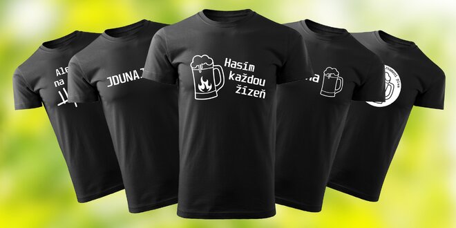 Pánská černá trička s vtipnými pivními motivy