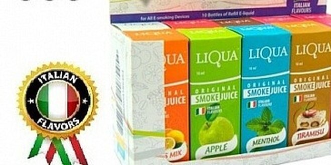 Karton (10×10 ml) e-liquidů mix příchutí oblíbené italské značky Liqua