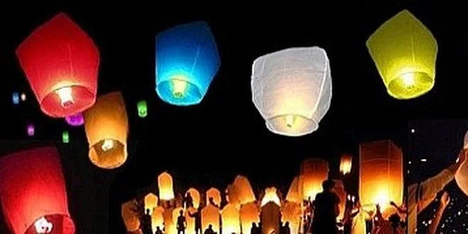 Set 5 ks velkých létajících lampionů štěstí a přání