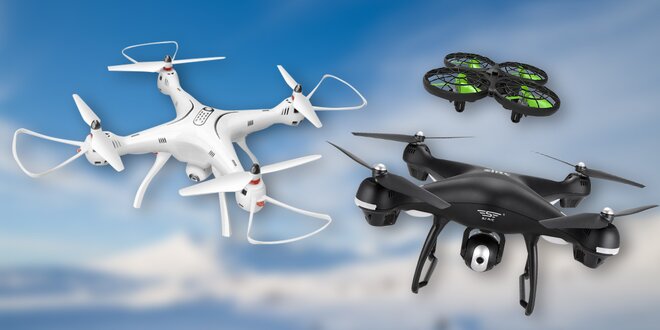 RC drony s kamerou, nárazníky i barometrem